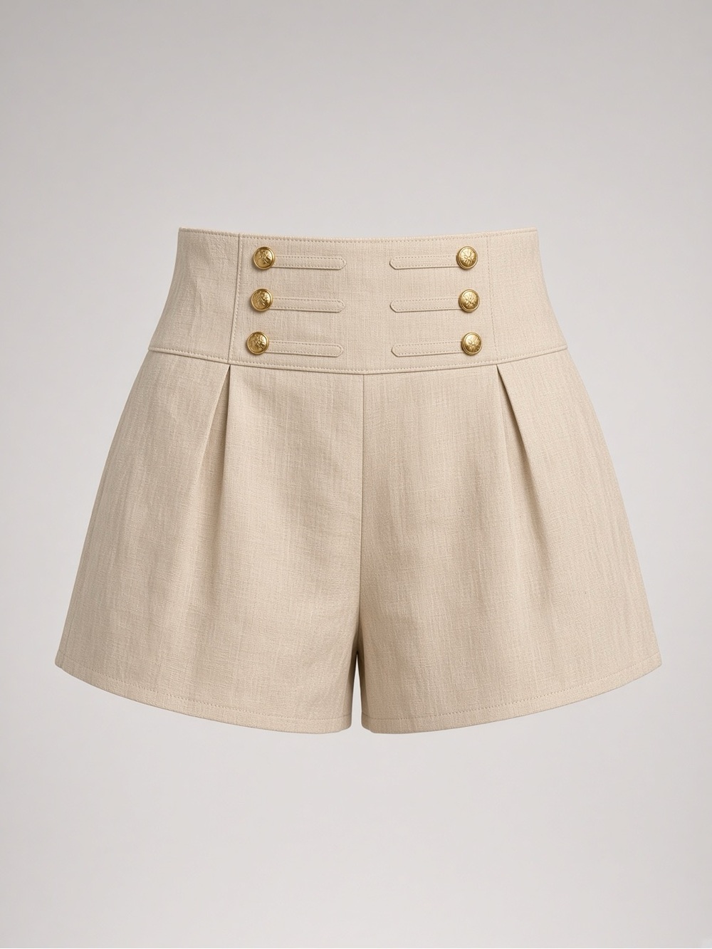 Zara Cream High-Waist Nautical Button Skort